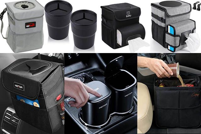 Small Vehicle Trash Bin Mini Leakproof Car Garbage Can with Garbage Bag Blue Automotive Garbage Can Trash Container for Car Office Bedroom Home MoharWall Car Trash Can with Lid 