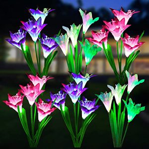 solar lights outdoor garden decorative flowers 6 pack wdtpro waterproof