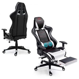 wqslhx gaming chair with massage and footrest swivel reclinable gamer chair