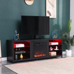 mellcom 65 fireplace tv stand with 18 electric fireplace entertainment